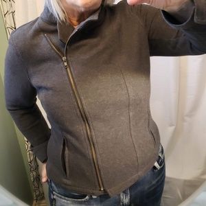 New Large Gray Motorcyle Jacket Sweater J. Jill